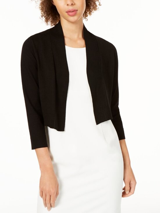 NWT Calvin Klein Women Size Large Black Cropped Open-Front Cardigan Sweater NEW - Picture 1 of 4